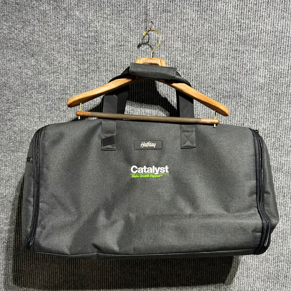 Halfday Garment Duffel Bag Unisex Black Travel Weekender Carryon Strap Handles